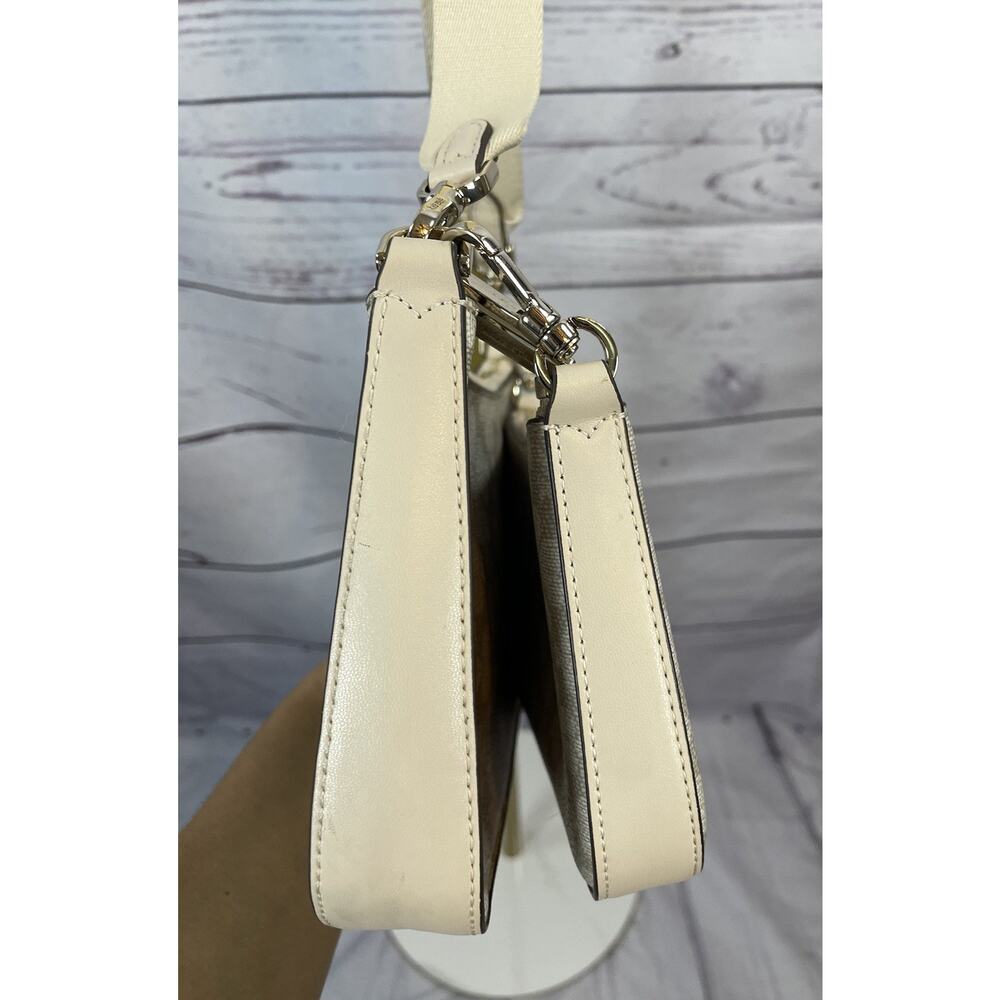 Kate Spade Flower Coated Canvas Crossbody Bag & Card Holder Set Beige Cream - Picture 13 of 15